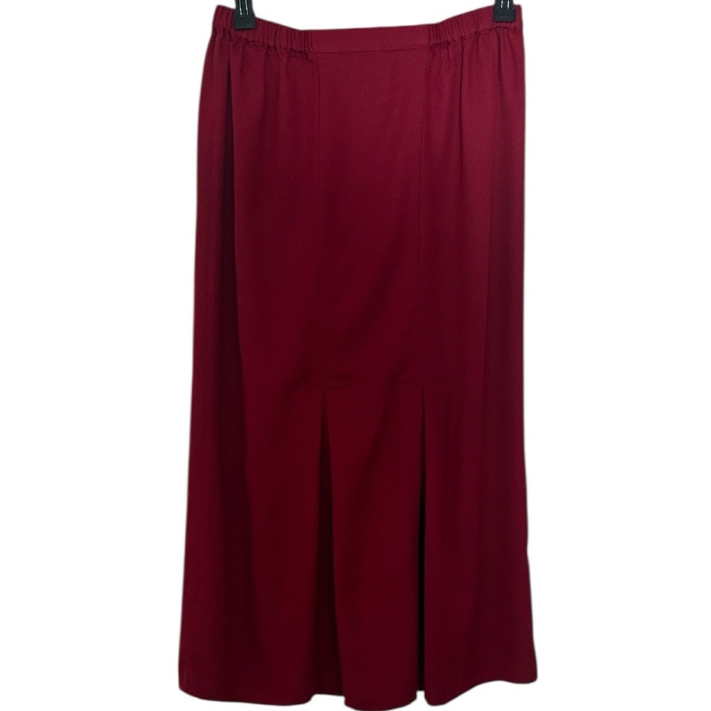 Flax Brand Skirt, Vintage. front and back inverted pleats ,cranberry red , M